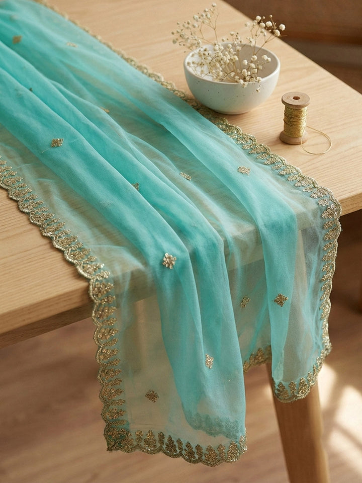 Embroidered Cotton Blend Unstitched Suit With Pant &amp; Dupatta