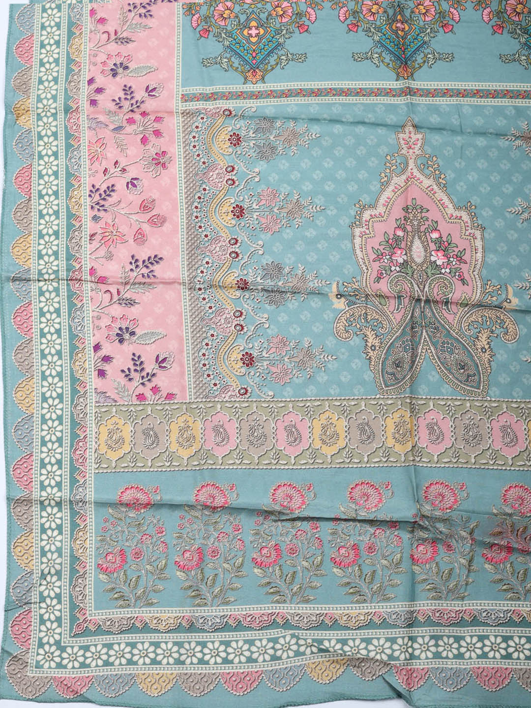 Embroidered Muslin Unstitched Suit With Pant &amp; Dupatta