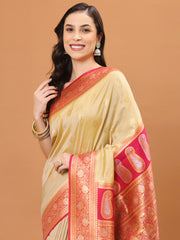 Zari Border Booti Woven Handloom Saree