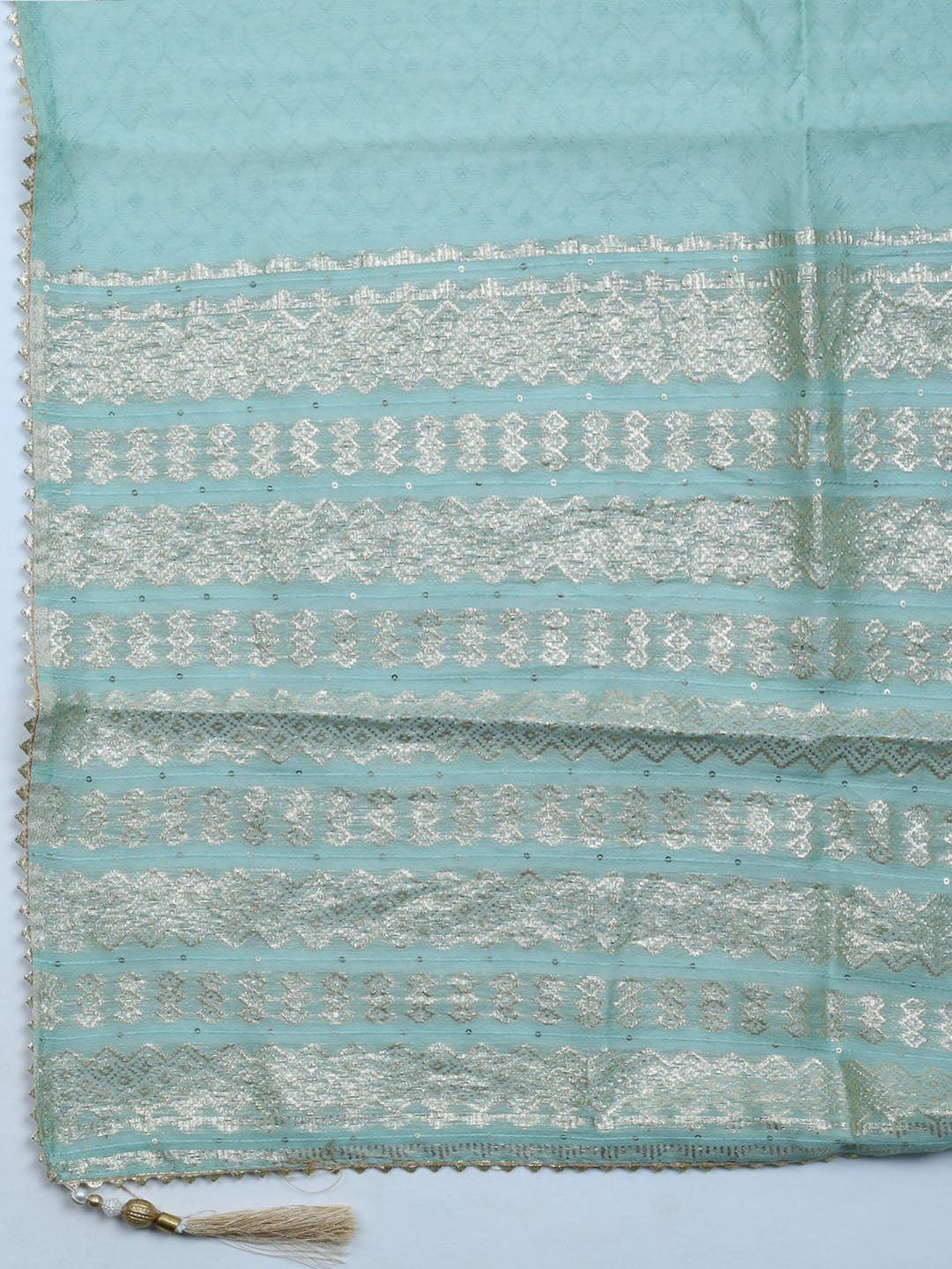 Zari Embroidered Chanderi Unstitched Suit With Dupatta