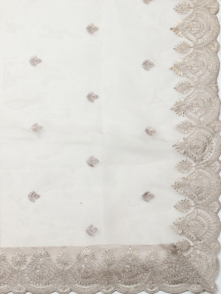 Embroidered Tissue Unstitched Suit With Pant &amp; Dupatta