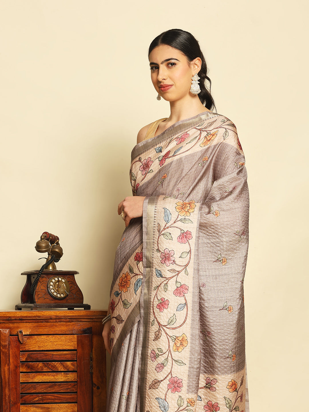 Printed Tussar Saree