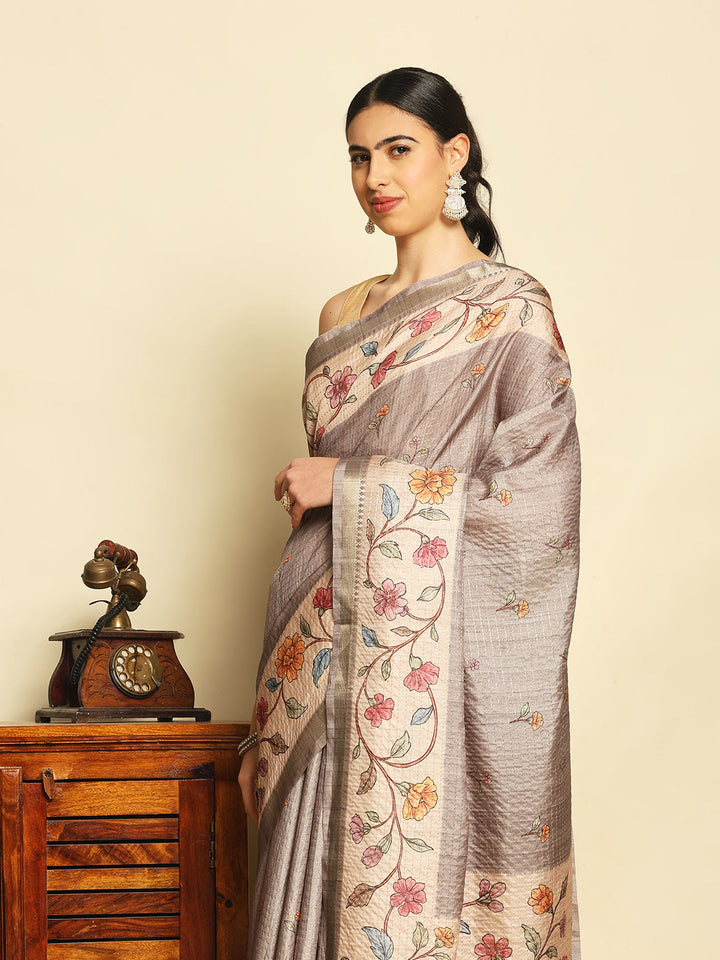 Printed Tussar Saree