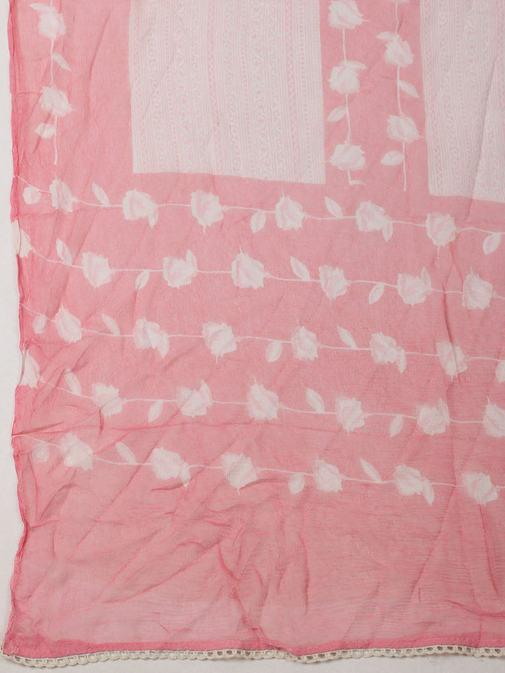 Embroidered Cotton Unstitched Suit With Pant Dupatta