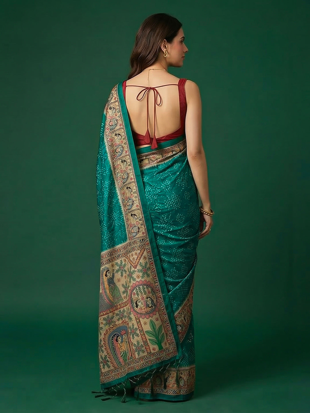 Printed Tussar Silk Saree