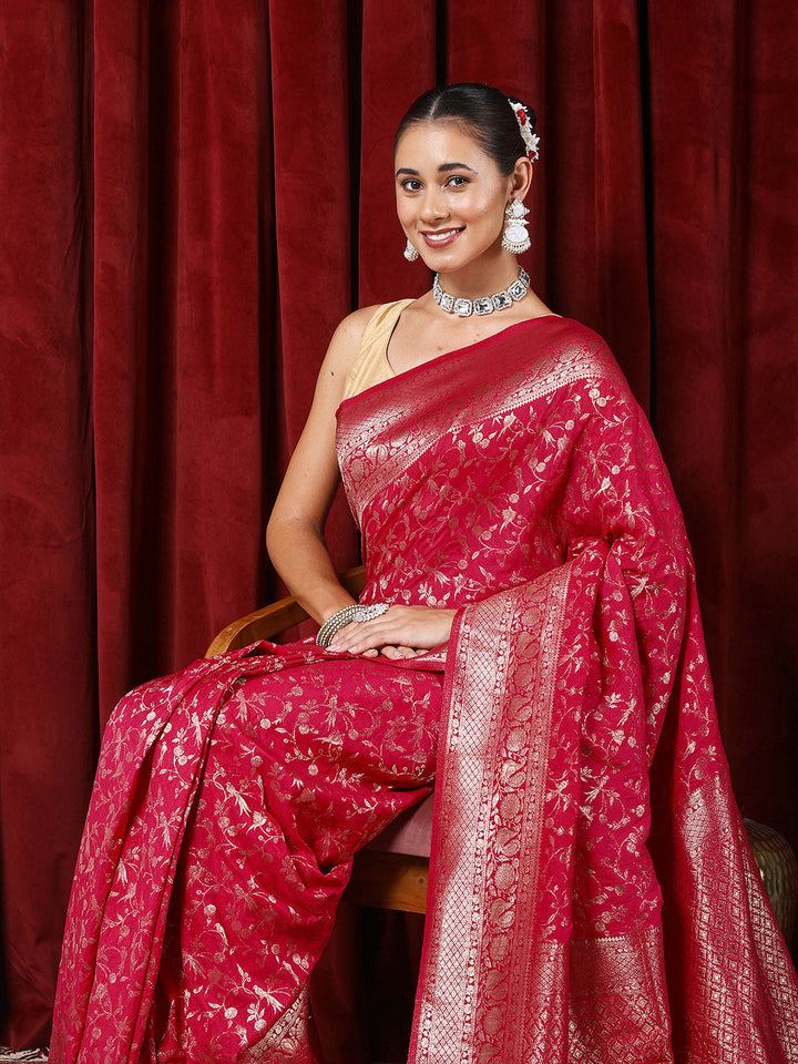 Zaari Jaal Woven Crepe Saree