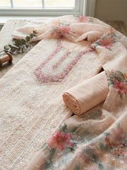 Embroidered Georgette Unstitched Suit With Pant