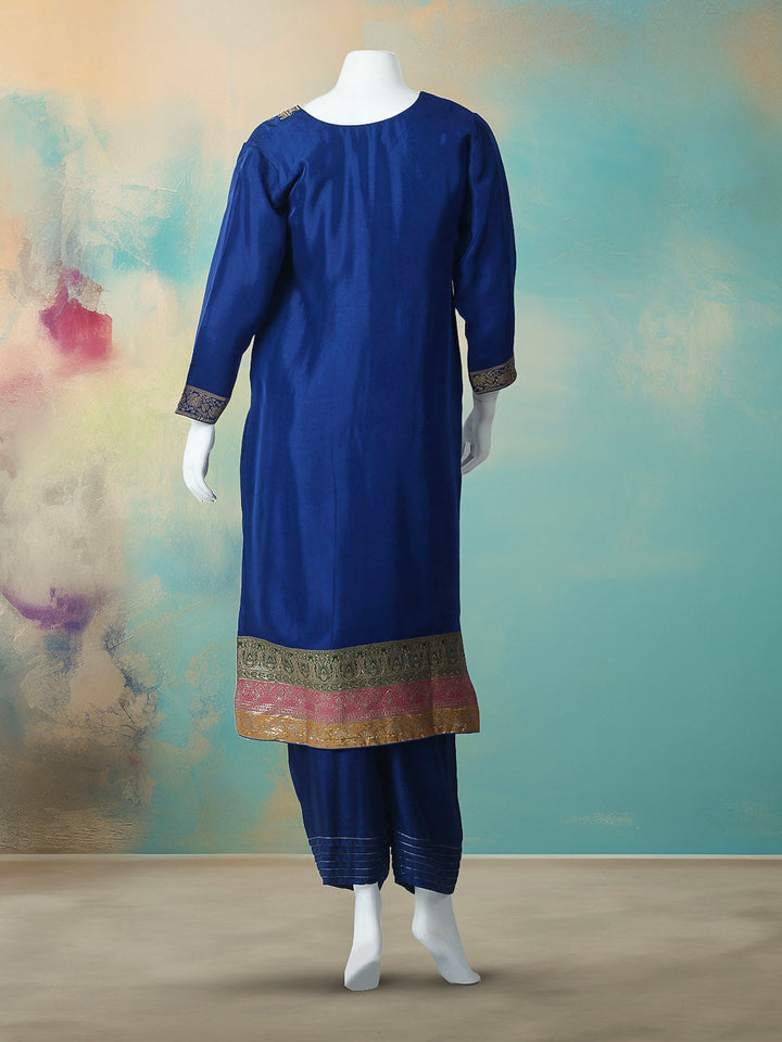Embroidered Cotton Blend Stitched Kurta With Pant &amp; Dupatta