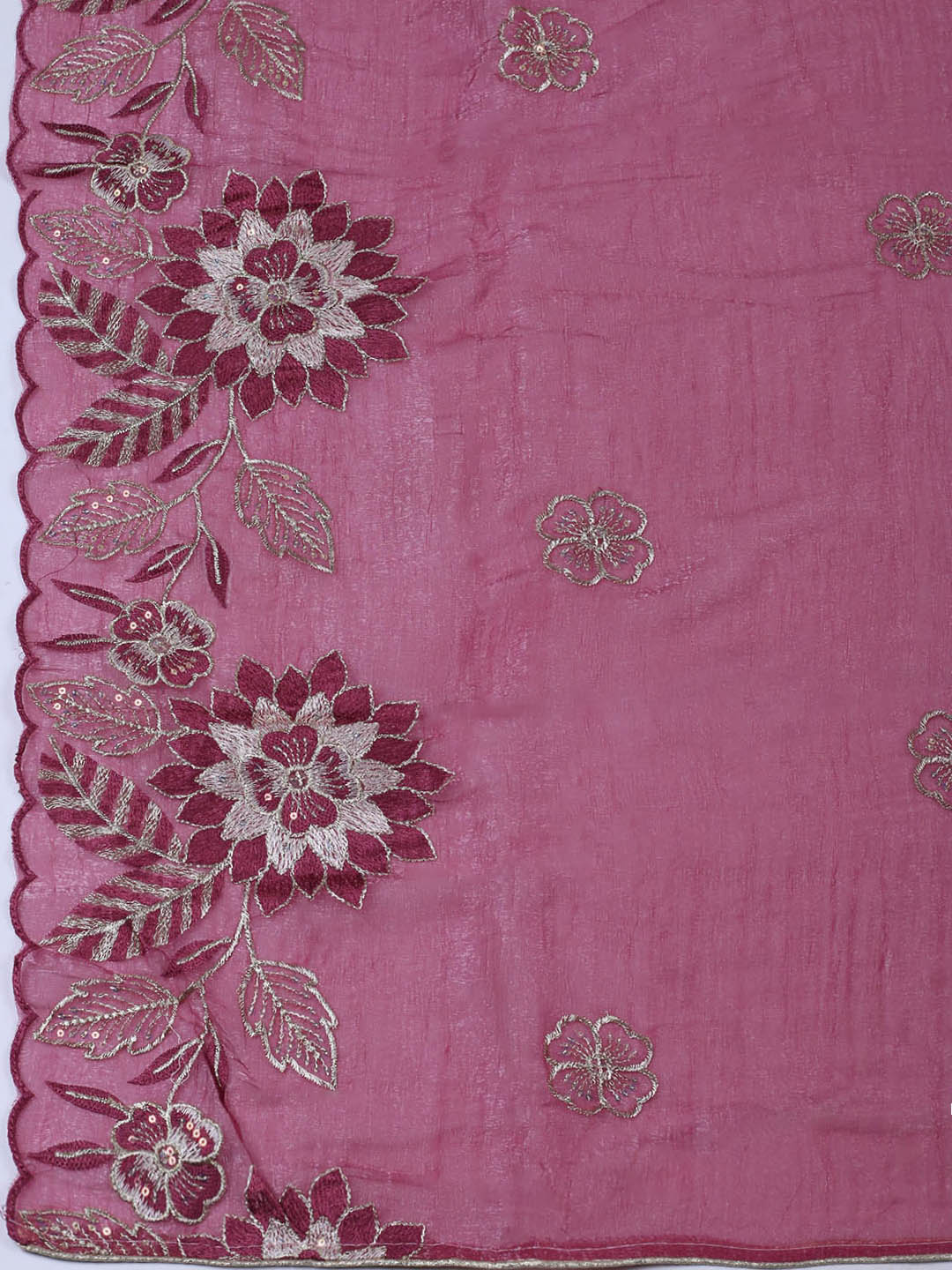 Embroidered Tissue Unstitched Suit With Pant &amp; Dupatta