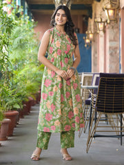 Printed Cotton Blend Kurta With Pants & Dupatta