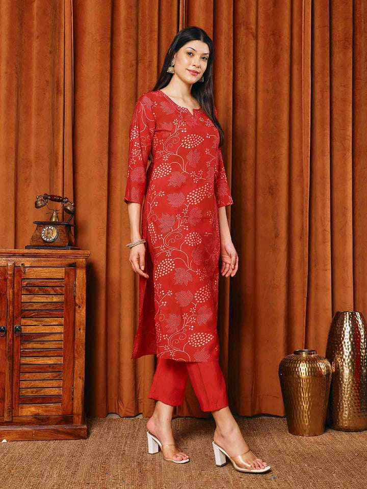 Printed Muslin Kurta With Pants &amp; Dupatta