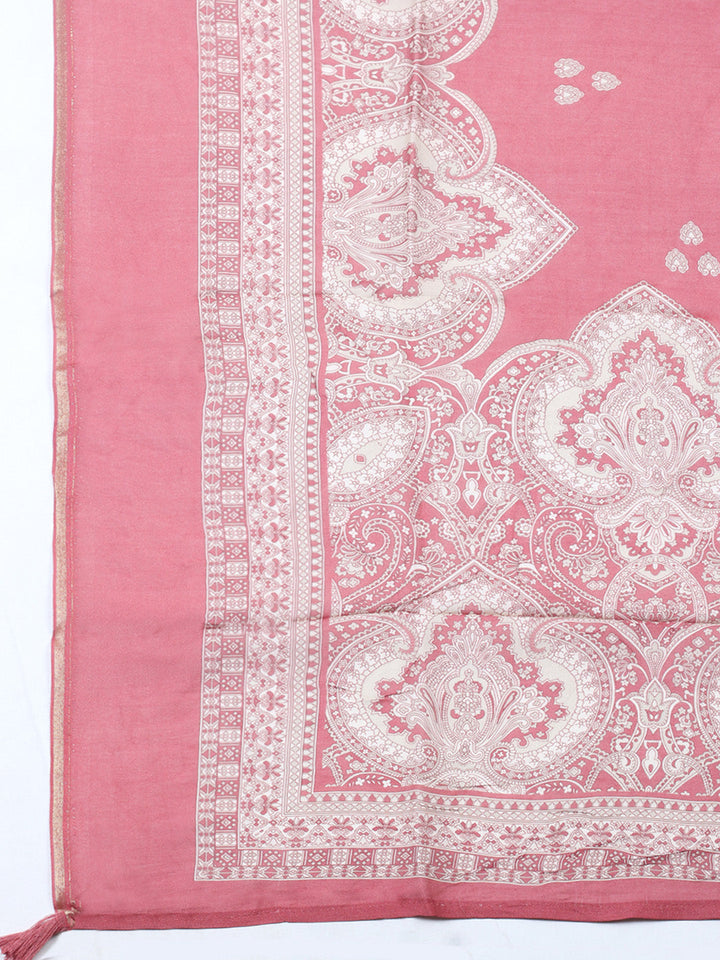 Embroidered Muslin Unstitched Suit With Pant &amp; Dupatta