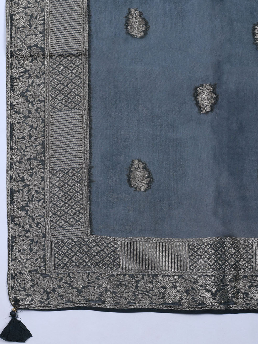 Embroidered Art Silk Unstitched Suit With Dupatta
