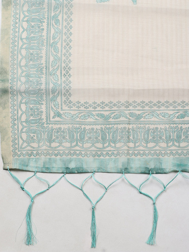 Embroidered Tissue Unstitched Suit With Pant &amp; Dupatta