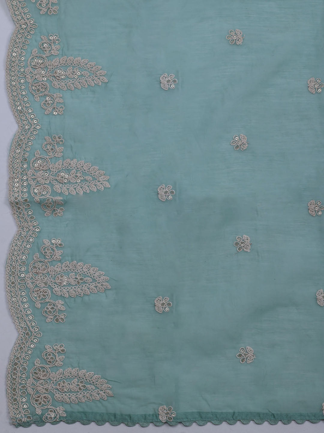 Neck Embroidered Chanderi Unstitched Suit With Dupatta