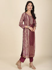 Neck Embroidery Tissue Kurta With Pants & Dupatta