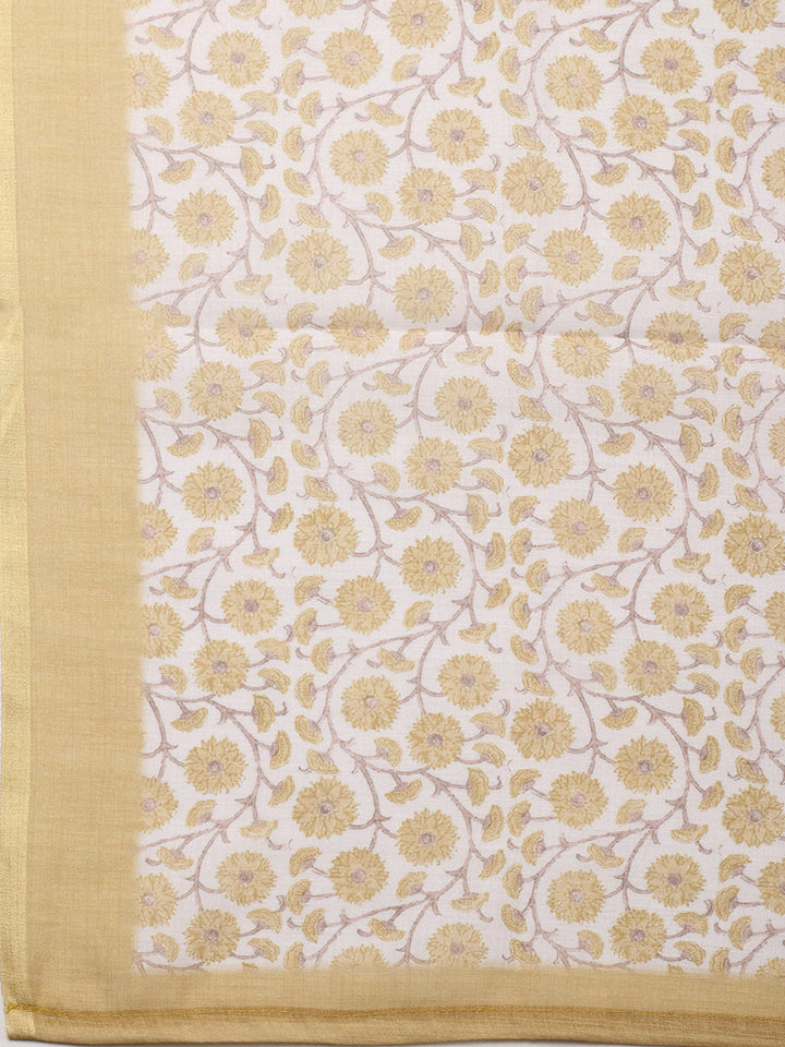 Embroidered Cotton Blend Unstitched Suit With Pant &amp; Dupatta