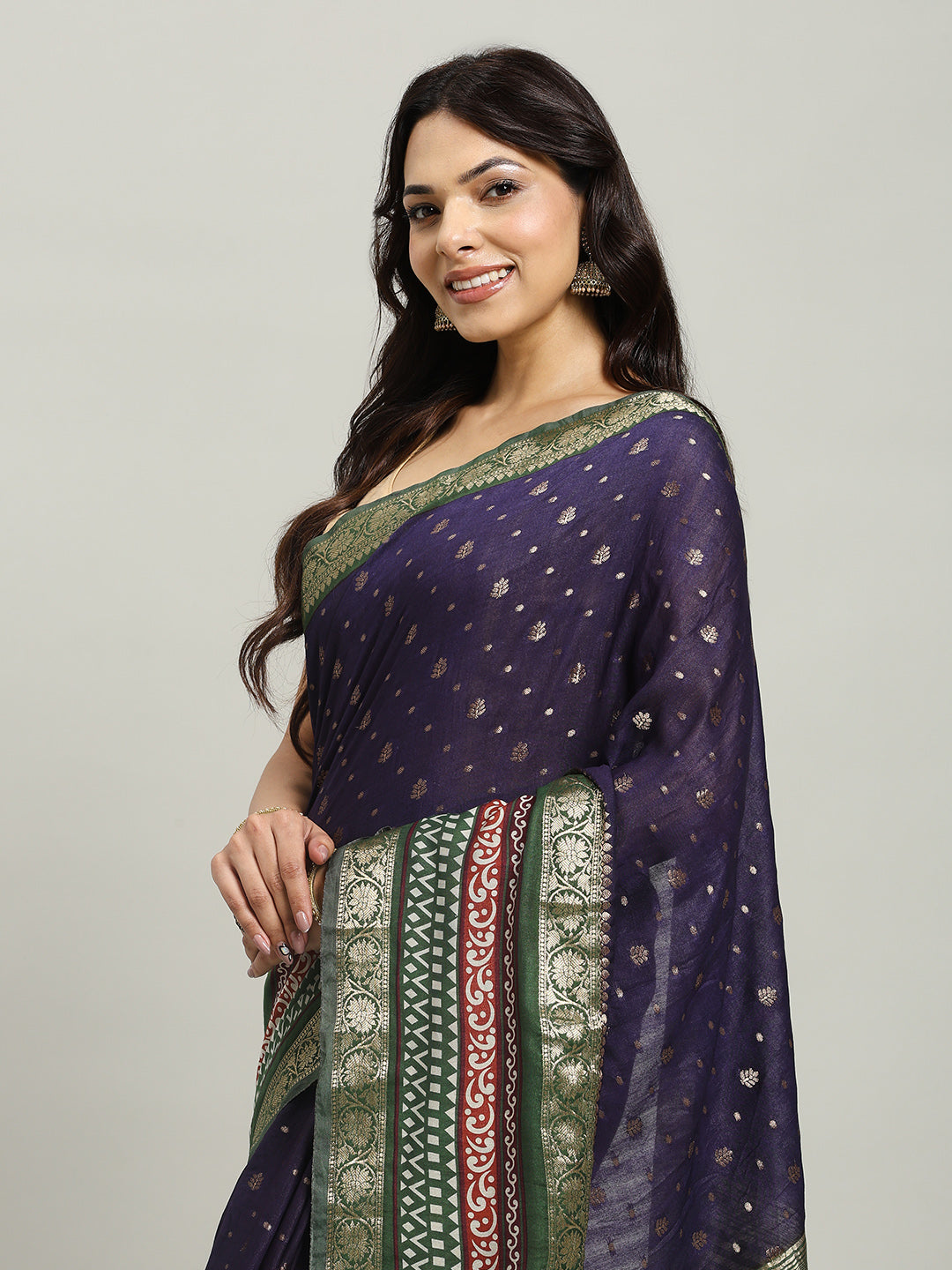 Digital Printed Cotton Blend Woven Saree