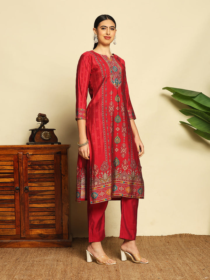 Printed Cotton Suit With Pant &amp; Dupatta