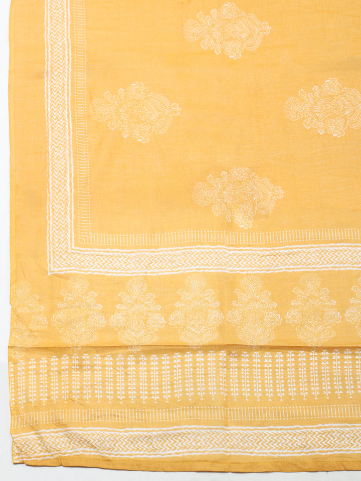 Printed Cotton Blend Unstitched Suit With Pant &amp; Dupatta