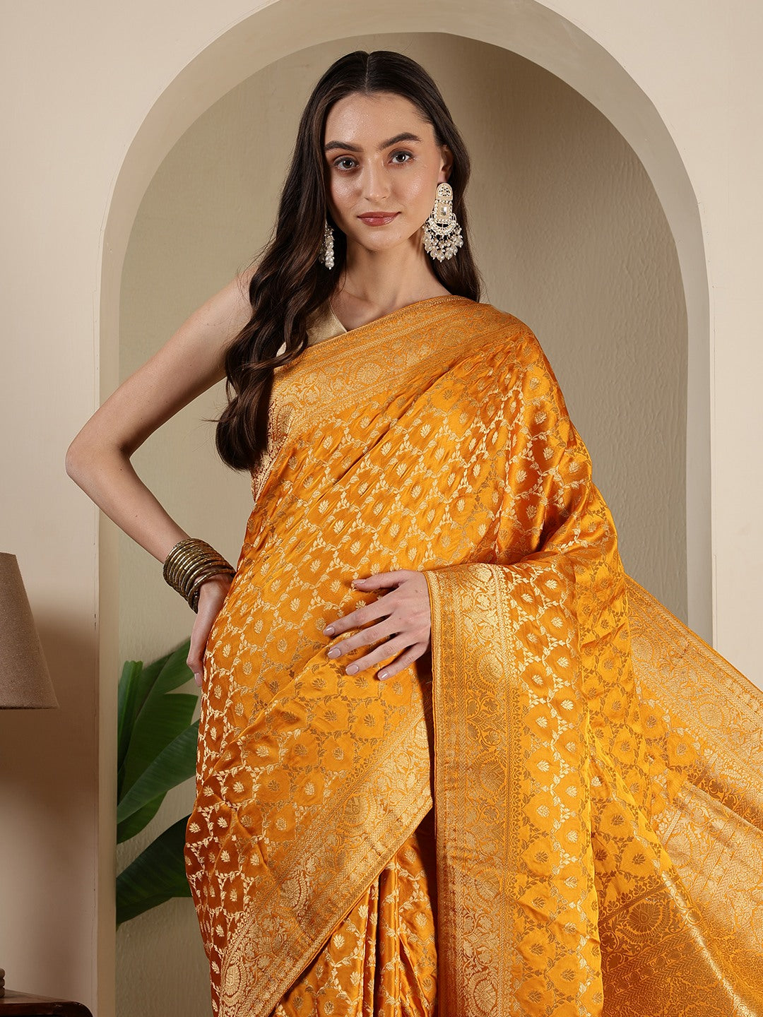 Woven Design Satin Saree