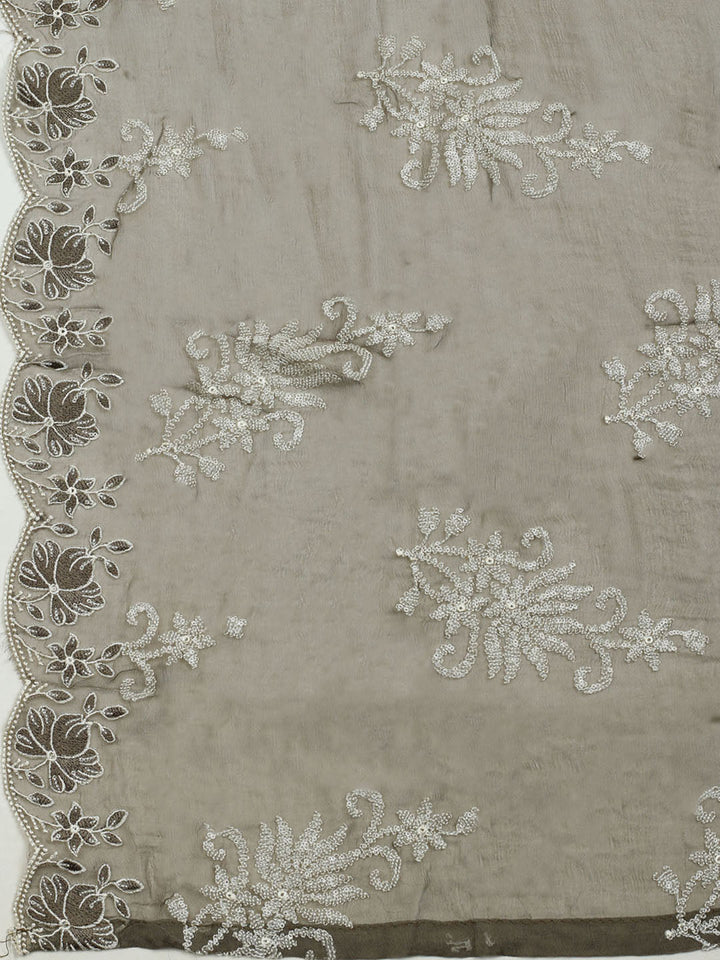 Embroidered Organza Unstitched Suit With Dupatta