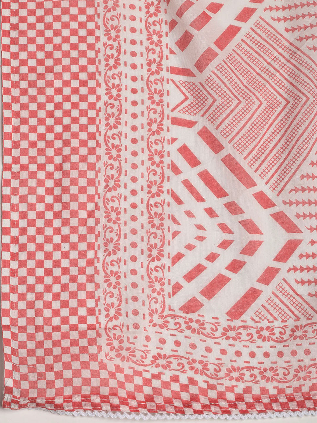 Printed Cotton Blend Unstitched Suit With Dupatta