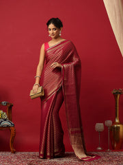 Plain Crepe Wine Saree