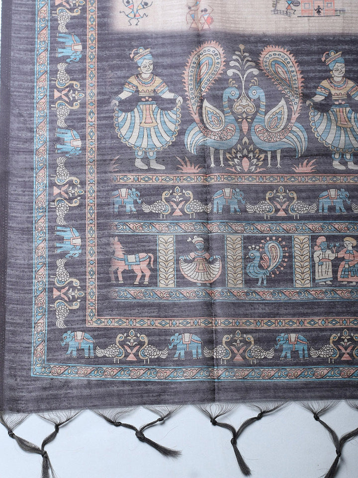 Embroidered Chanderi Unstitched Suit With Pant &amp; Dupatta