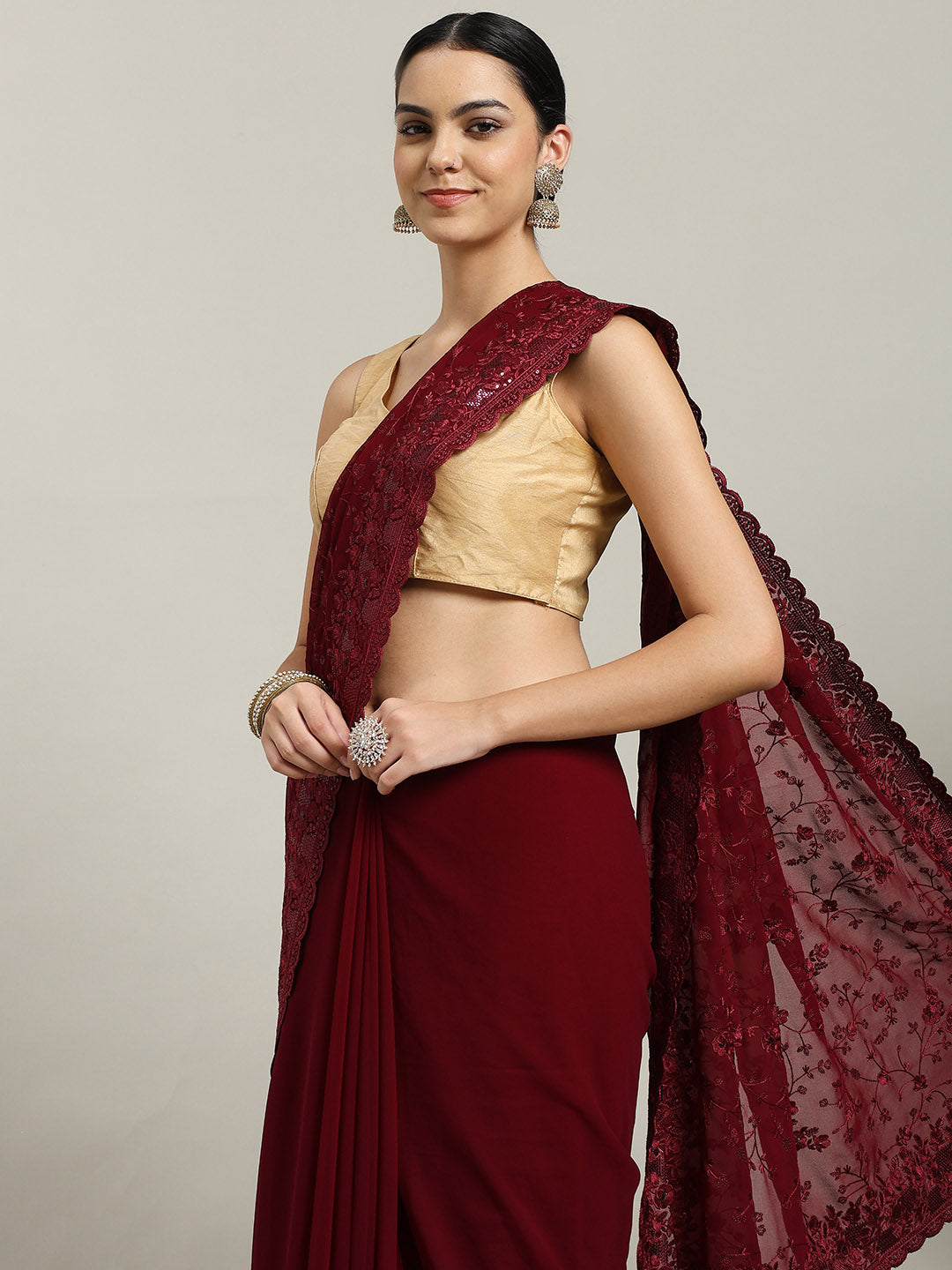 Resham Embroidered Georgette Saree