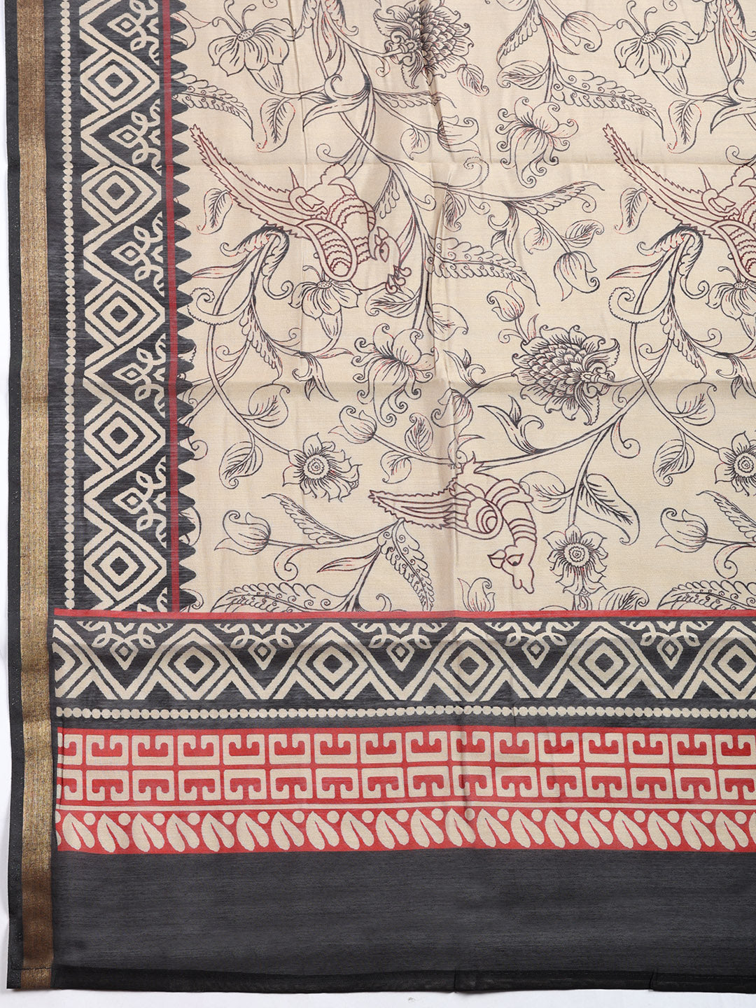 Printed, Cotton Blend Unstitched Suit With Pant &amp; Dupatta