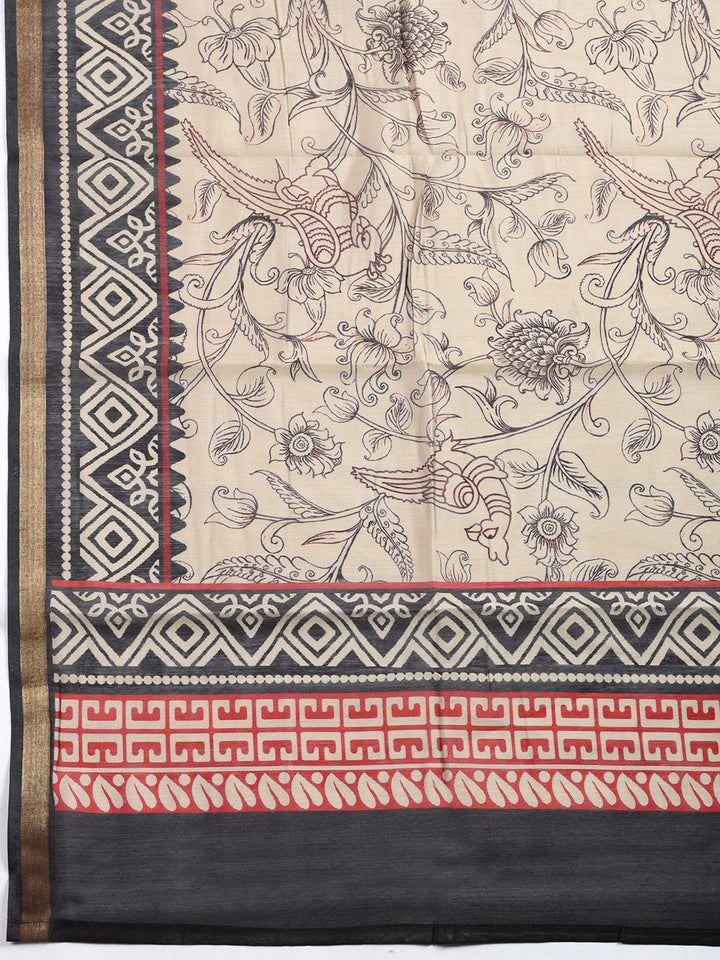 Printed, Cotton Blend Unstitched Suit With Pant &amp; Dupatta