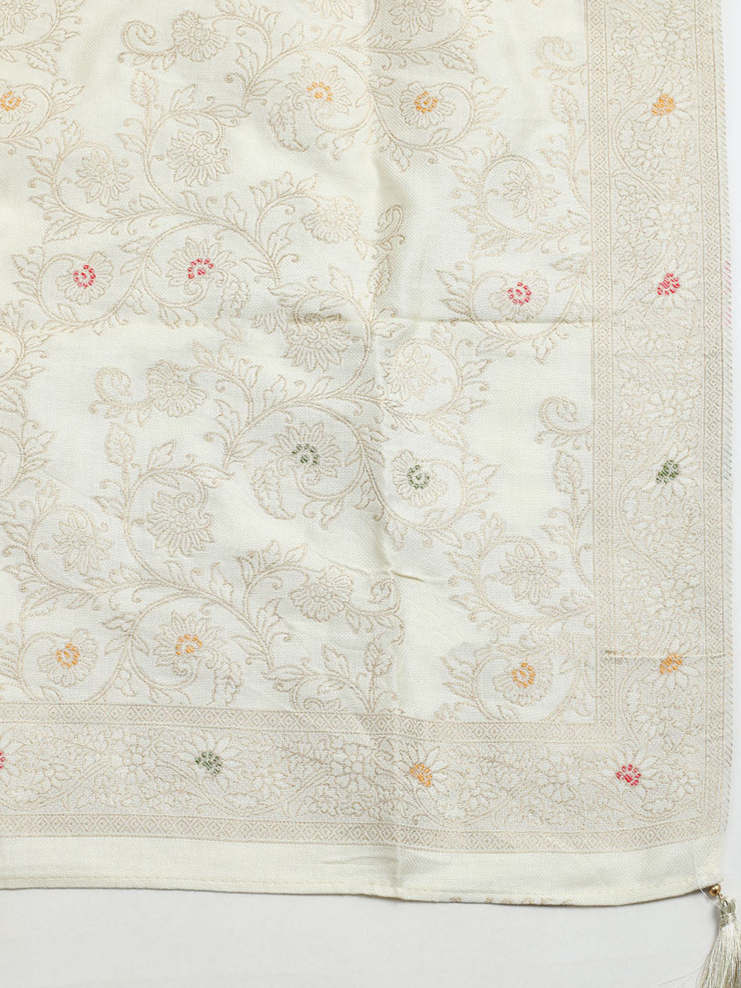 Pashmina Woven Design Unstitched Kurta With Pant &amp; Dupatta