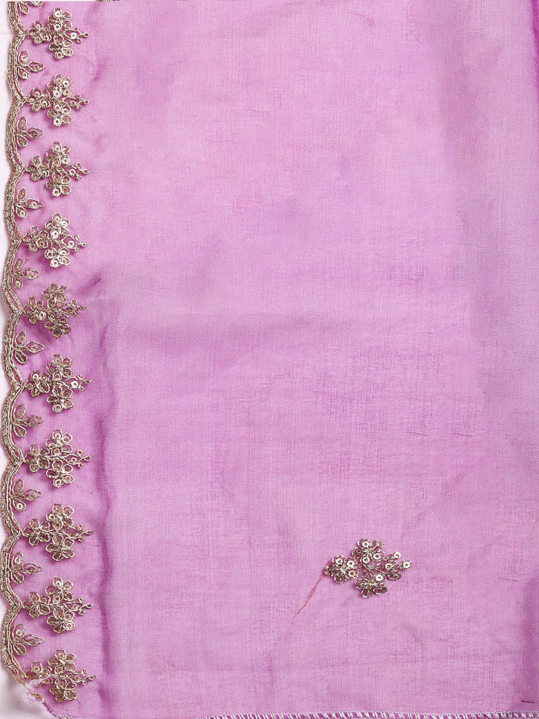 Neck Embroidered Organza Unstitched Suit With Dupatta