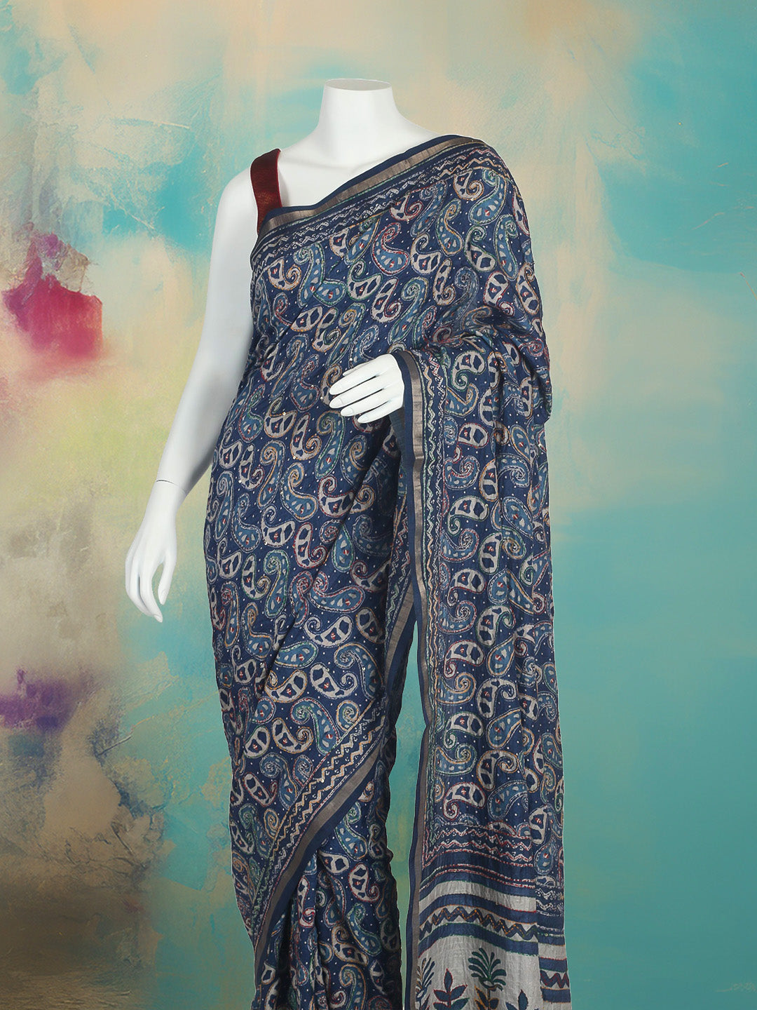 Paisley Printed Art Silk Saree