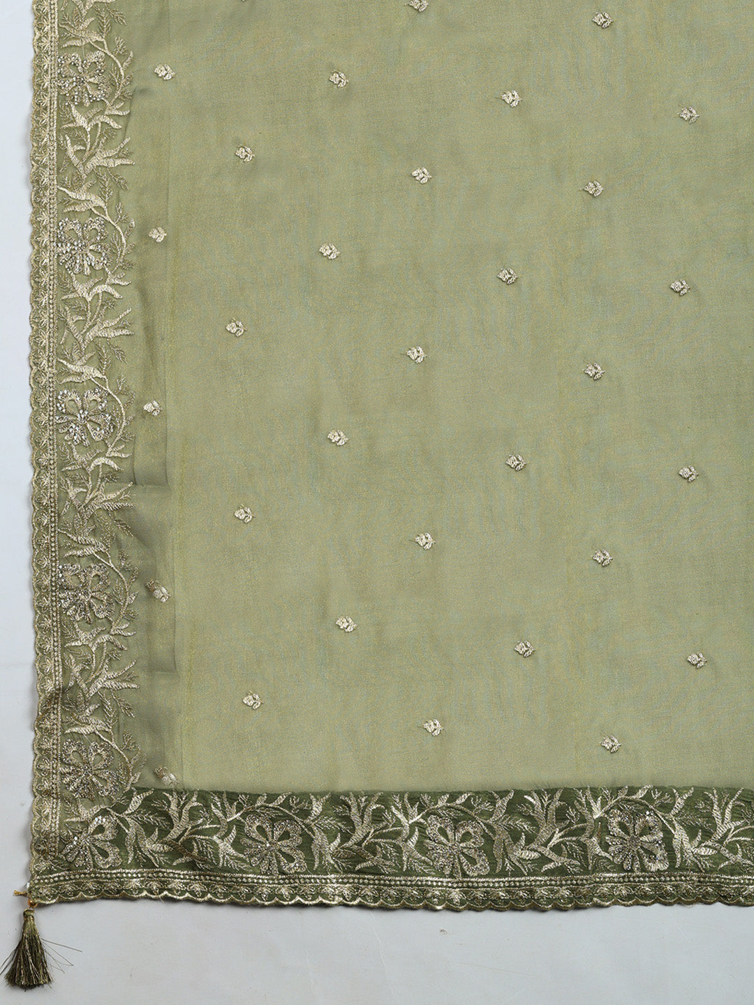 Embroidered Tissue Unstitched Suit With Pant &amp; Dupatta