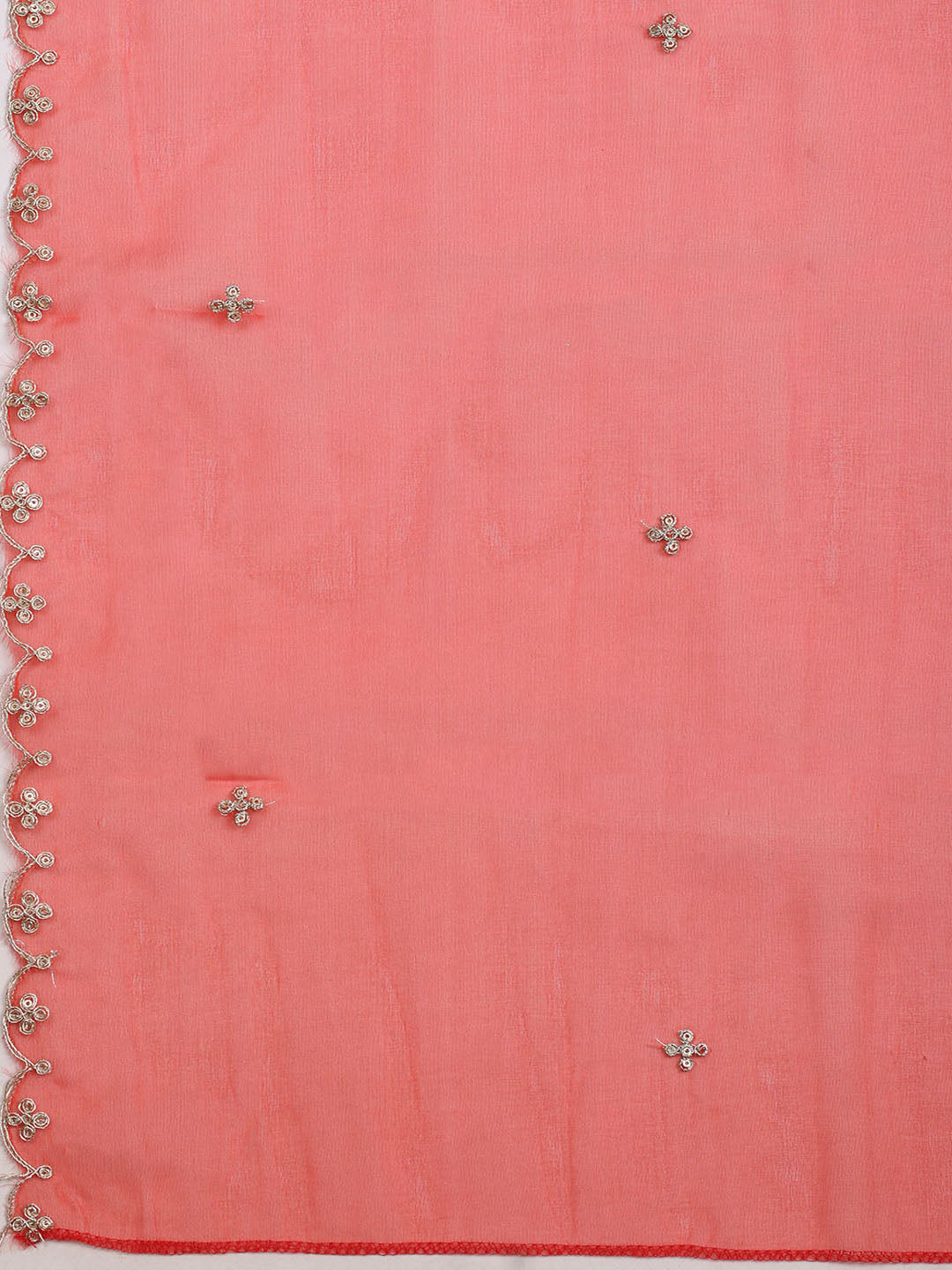 Neck Embroidered &amp; Printed Organza Unstitched Suit With Dupatta