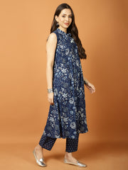 Floral Printed Cotton Kurta With Pants & Dupatta