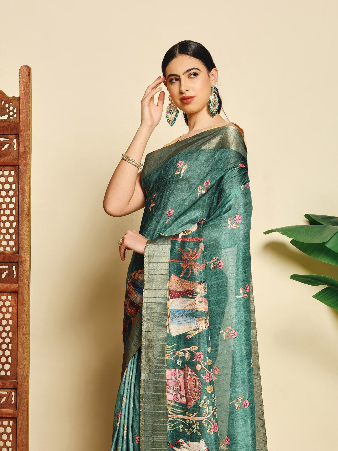 Digital Printed Tussar Saree