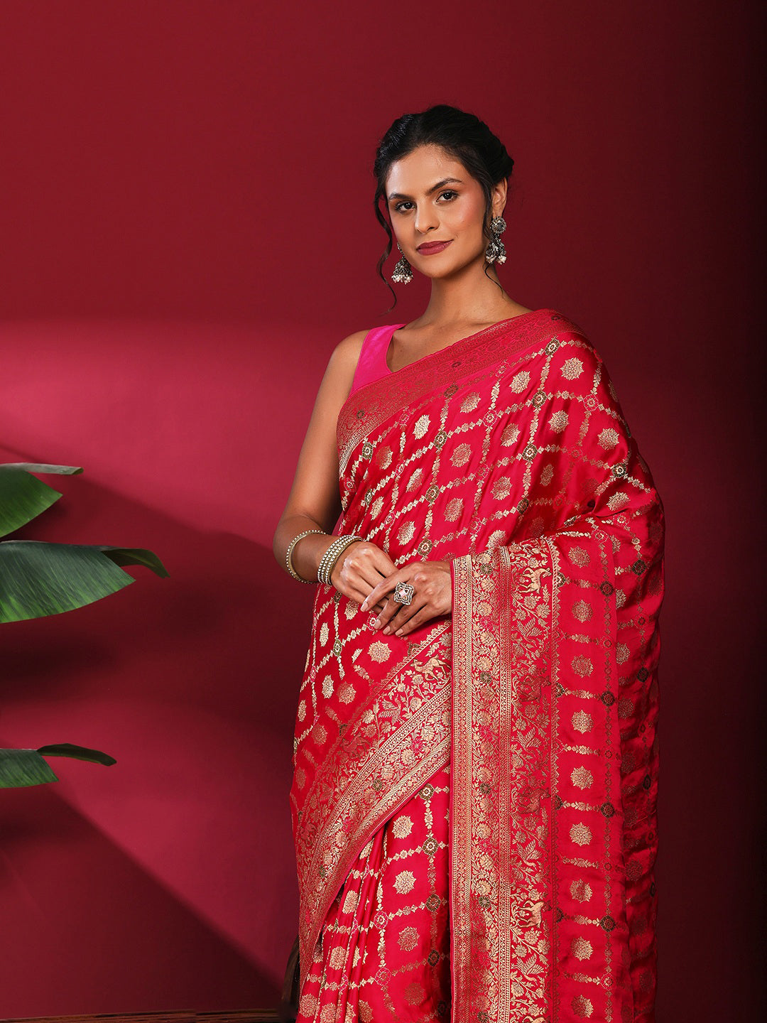 Woven Design Satin Saree