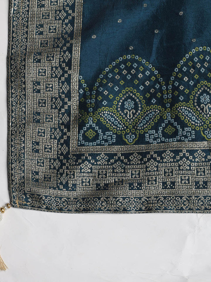 Embroidered Chanderi Unstitched Suit With Dupatta