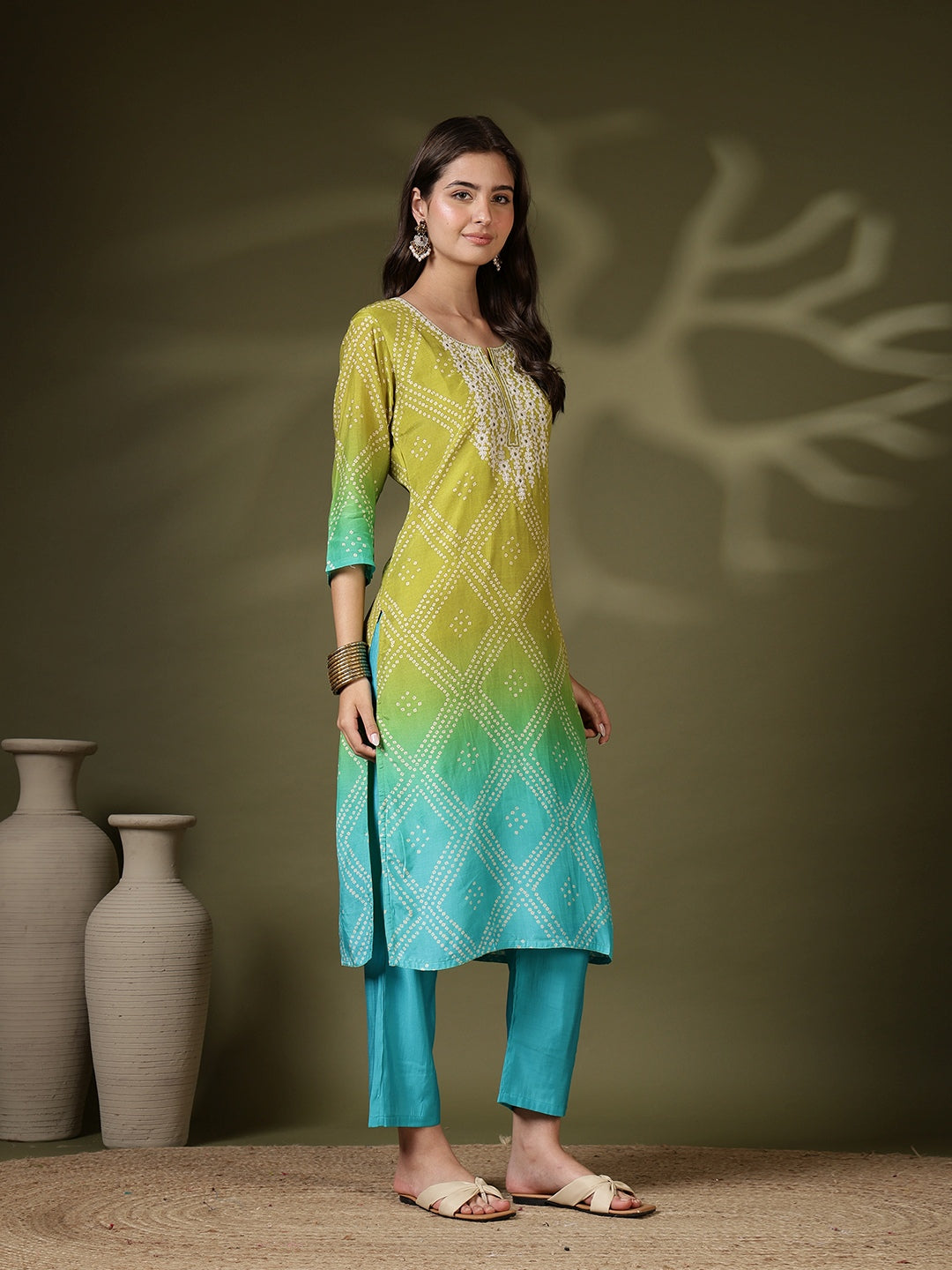 Printed Muslin Kurta With Pant &amp; Dupatta