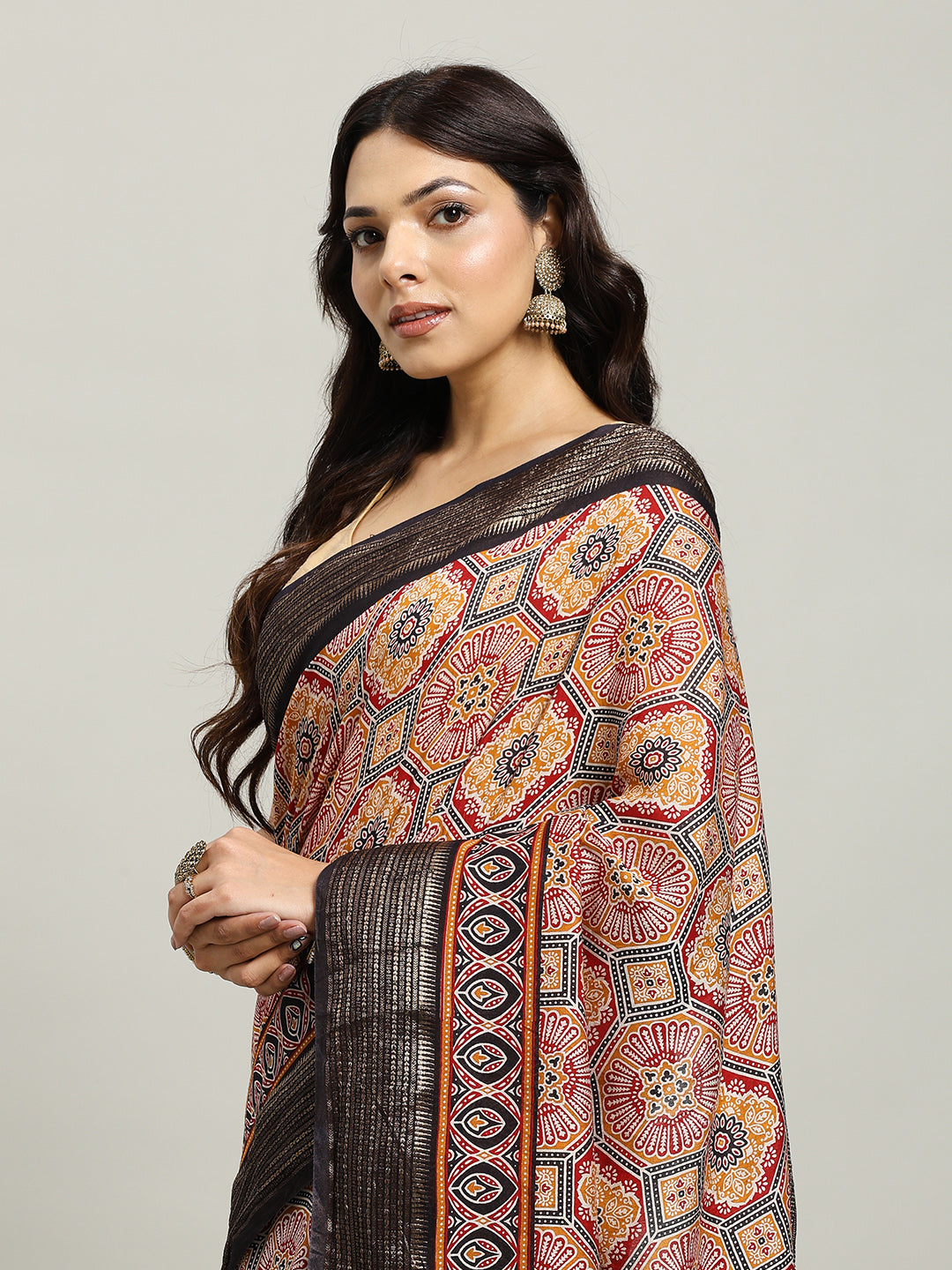 Digital Printed Cotton Blend Woven Saree