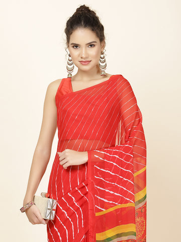 Leheriya Printed Georgette Woven Saree