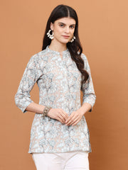 Printed Cotton Blend Short Kurti