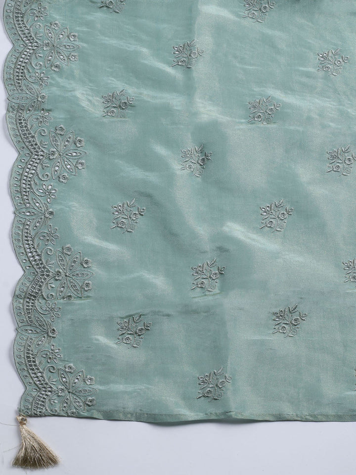 Banarasi Tissue Unstitched Suit With Dupatta