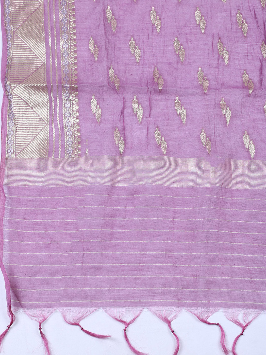 Embroidered Chanderi Unstitched Suit With Pant &amp; Dupatta