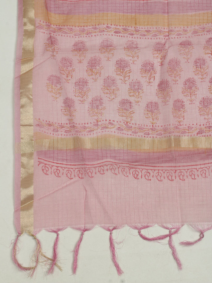 Printed Cotton Unstitched Suits Printed Suit With Pant &amp; Dupatta