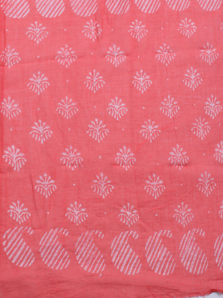 Printed Cotton Blend Unstitched Kurta With Pant &amp; Dupatta