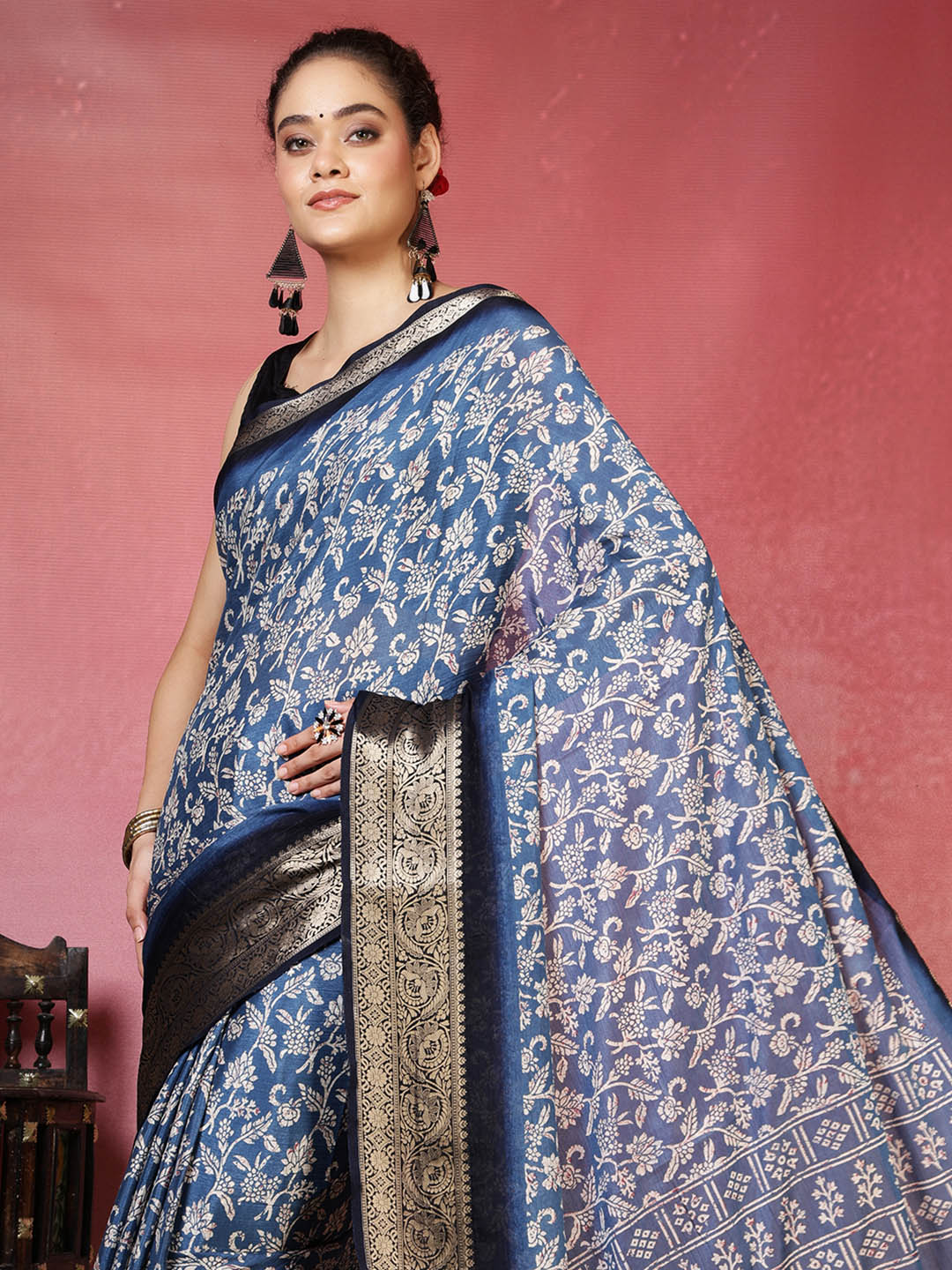 Floral Printed Art Silk Saree